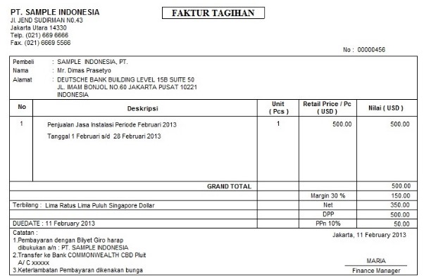 3 Contoh Faktur Penjualan Smansa Edu