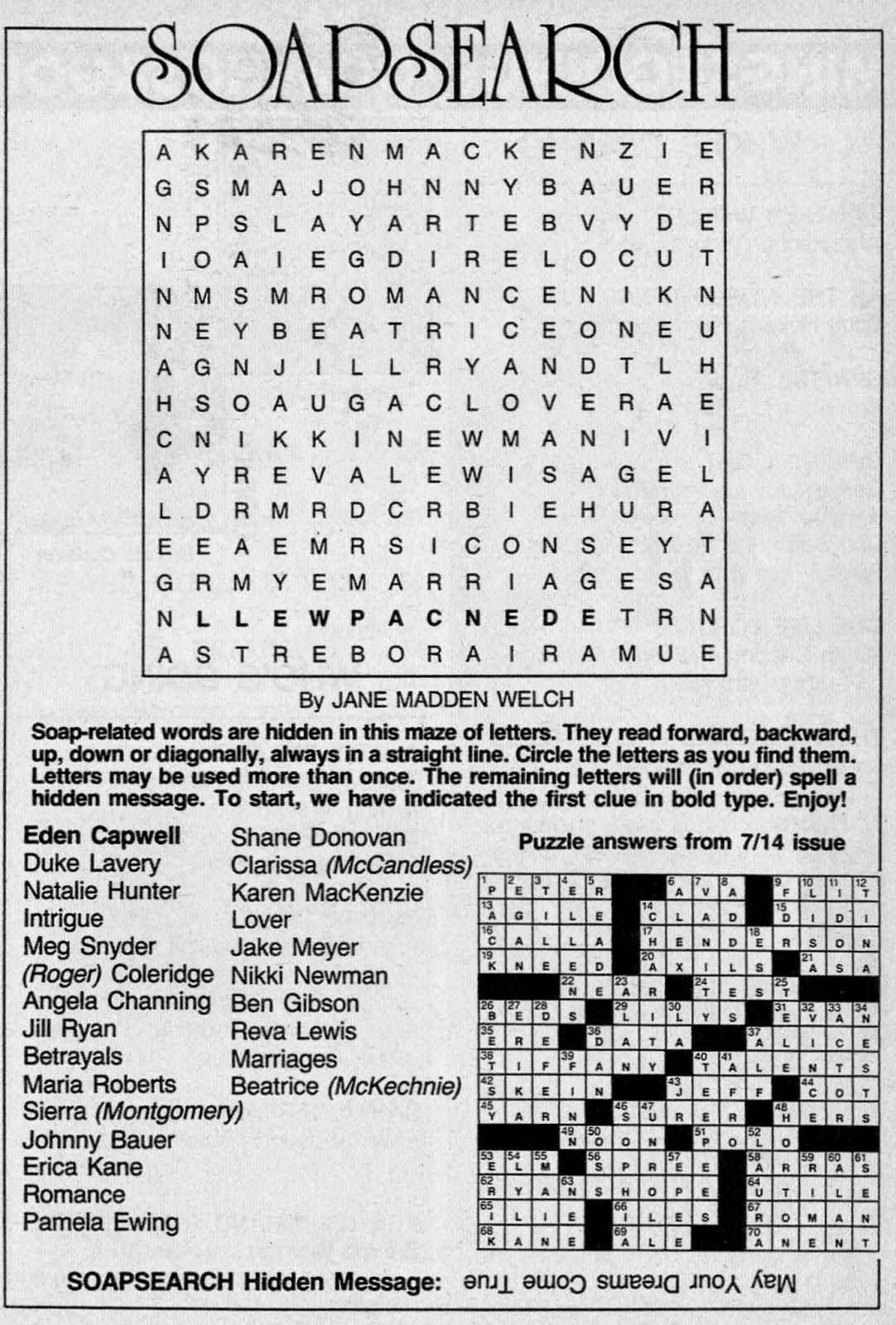Soap SearchJuly 28, 1987 (SOD)