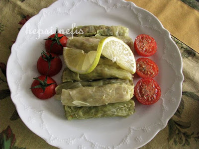 Kestaneli zeytinyağlı lahana sarması zeytinyağlı lahana sarması