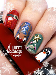 christmas reindeer penguin nails tree manicure santa suit nail cutie happy crazy before santas