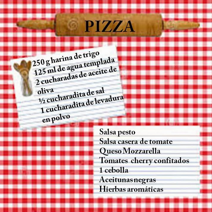 Pizza con salsa pesto y tomates cherry