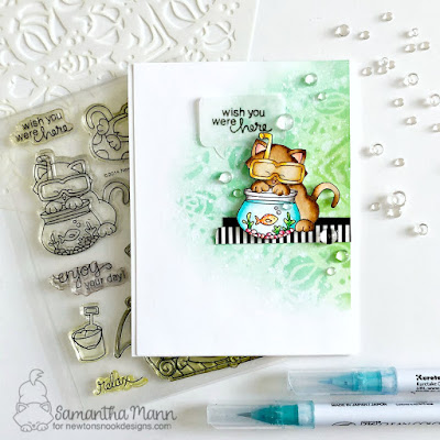 Wish You Were Here Card by Samantha Mann for Newton's Nook Designs, distress ink, ink blending, summer vacation, underwater, handmade cards, cards, #newtonsnook #inkblending #distressinks #cards #water #summer