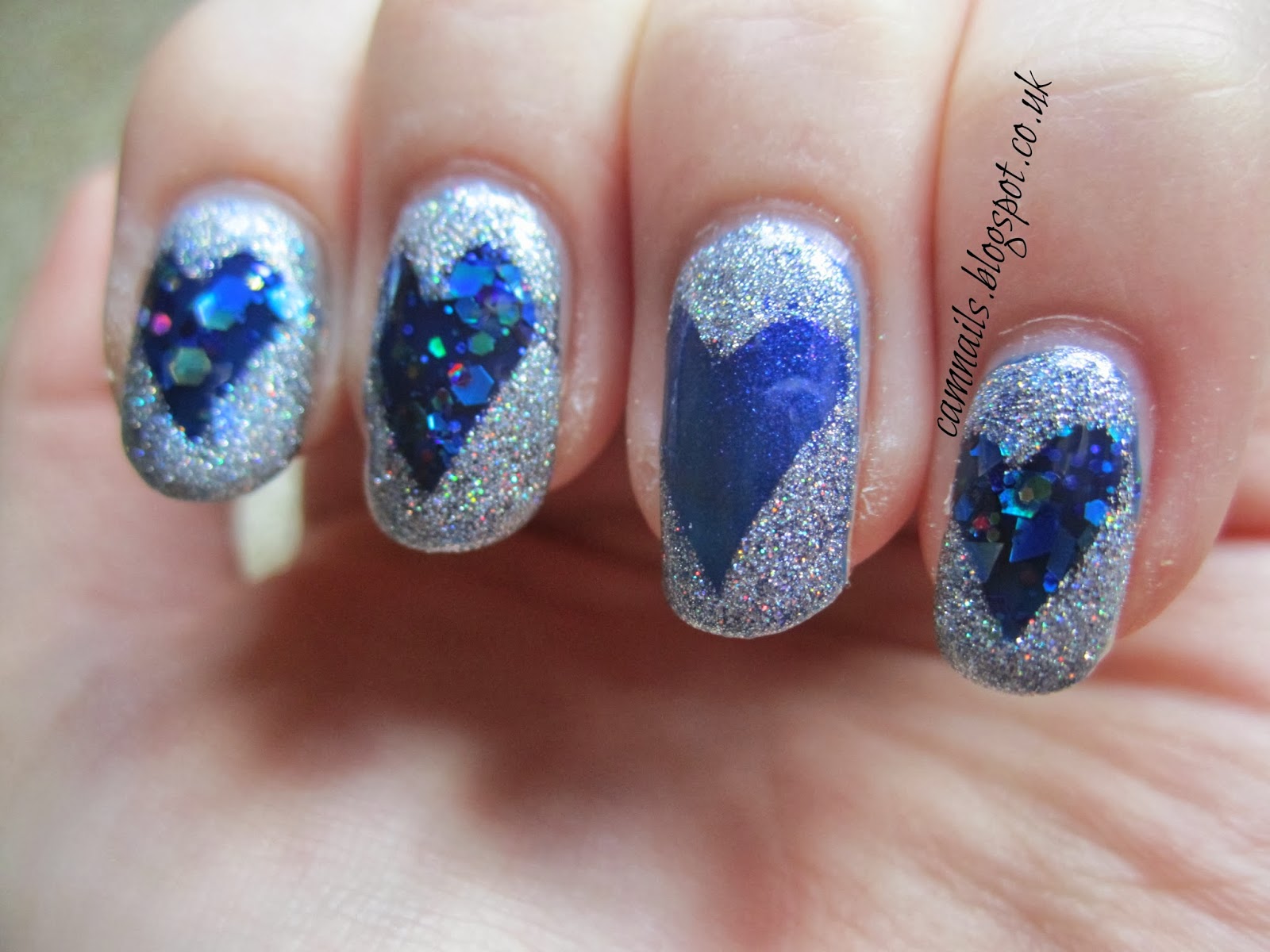 Blue Heart Nail Art Designs for Short Nails - wide 3