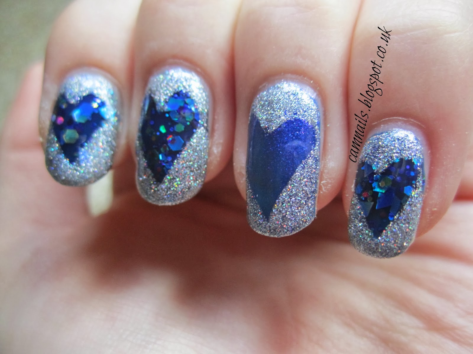 Cambridge Nails Blue heart nail art