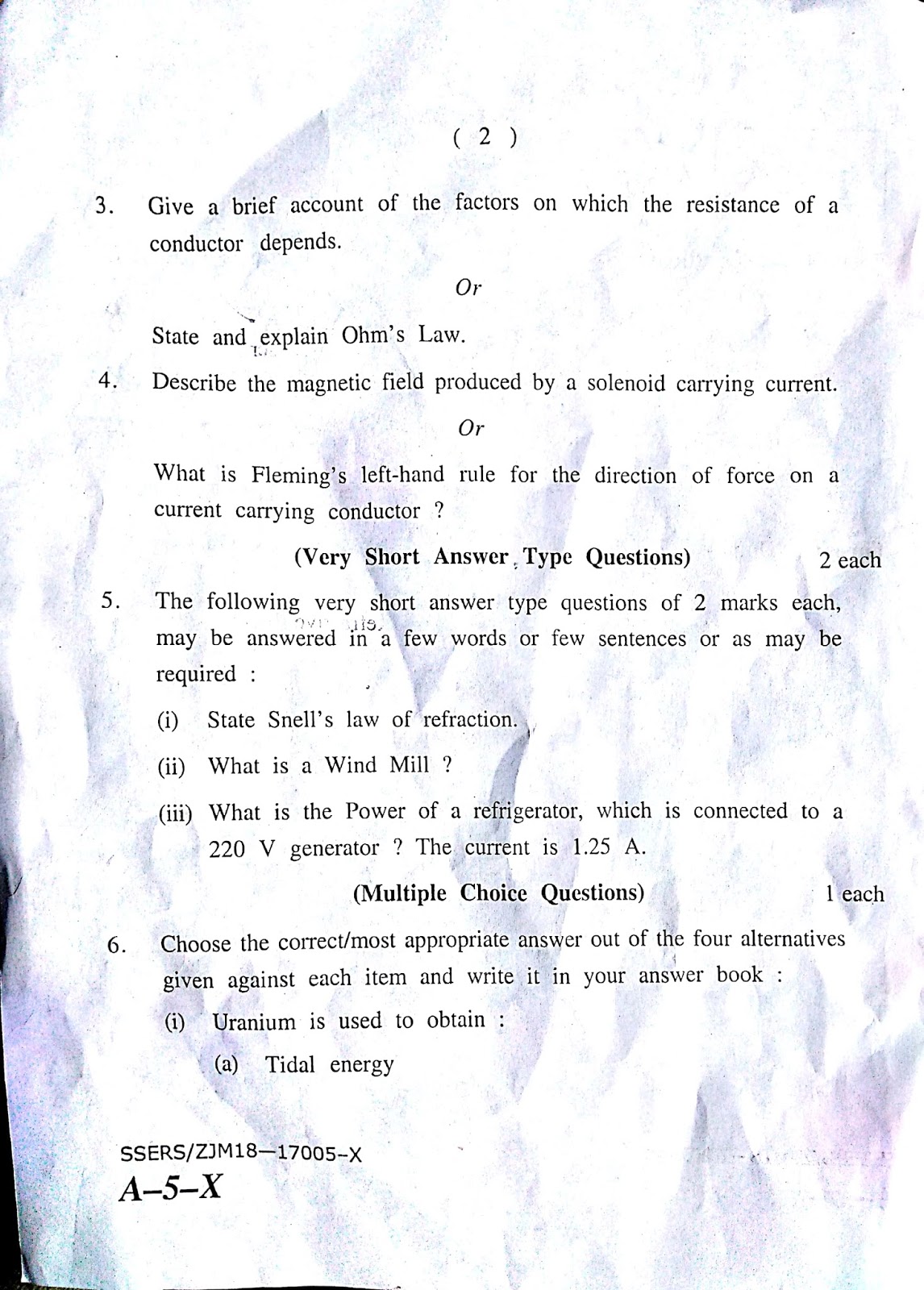 Jkbose class 10th old paper of 2018 science paper JKBOSE OLD PAPERS