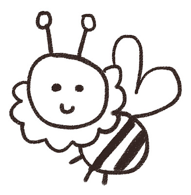 ミツバチのイラスト（虫） モノクロ線画