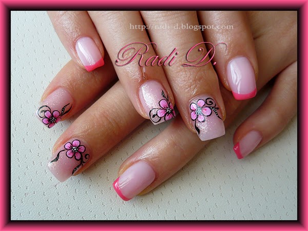 It`s all about nails: Pink French & Flowers