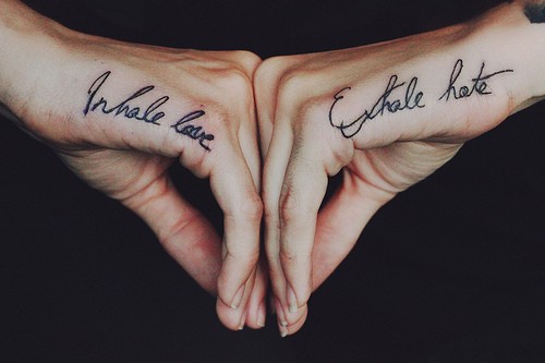 Love Hate Tattoo Wrist