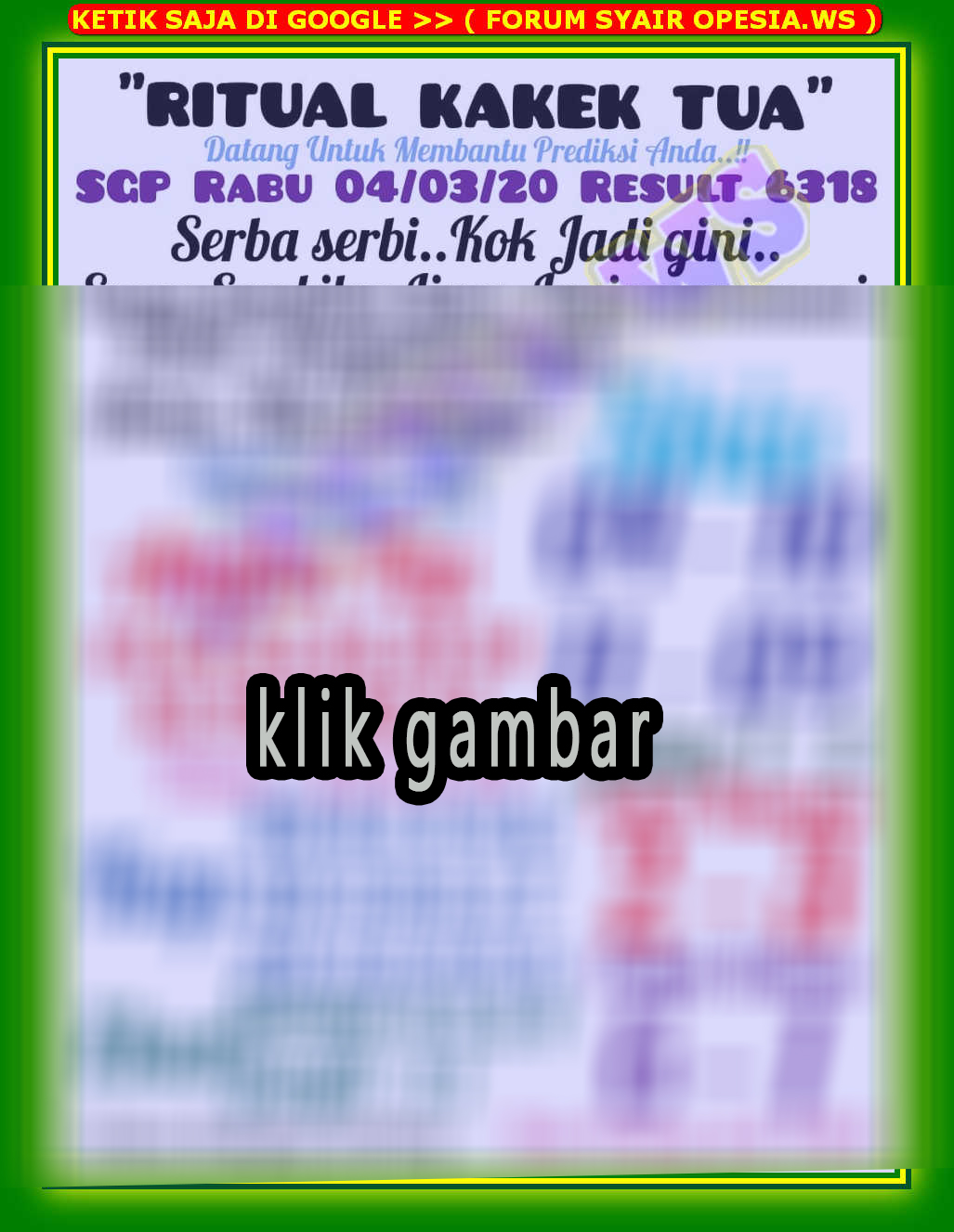 Kode Syair Singapore 4 Maret 2020 Forum Syair Togel Hongkong Singapura Sydney