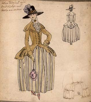 costume designs for Madame du Barry fashion history sketches