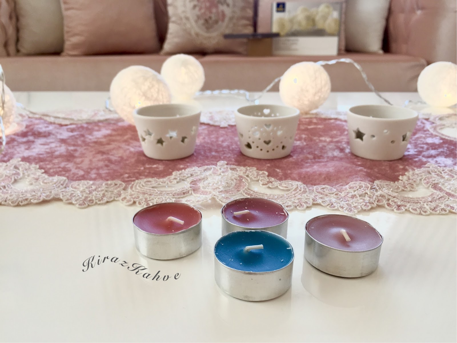 Alışveriş ~ Tchibo LED Işık Zinciri ve Tealight Mum ve Porselen Tealight Mumluk