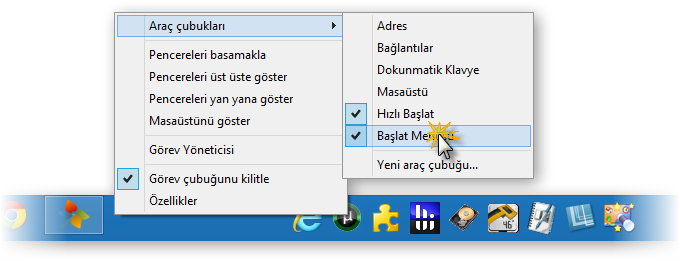 windows 8 ve 10 gorev cubugu nda