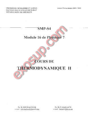 Cours thermodynamique II SMP3