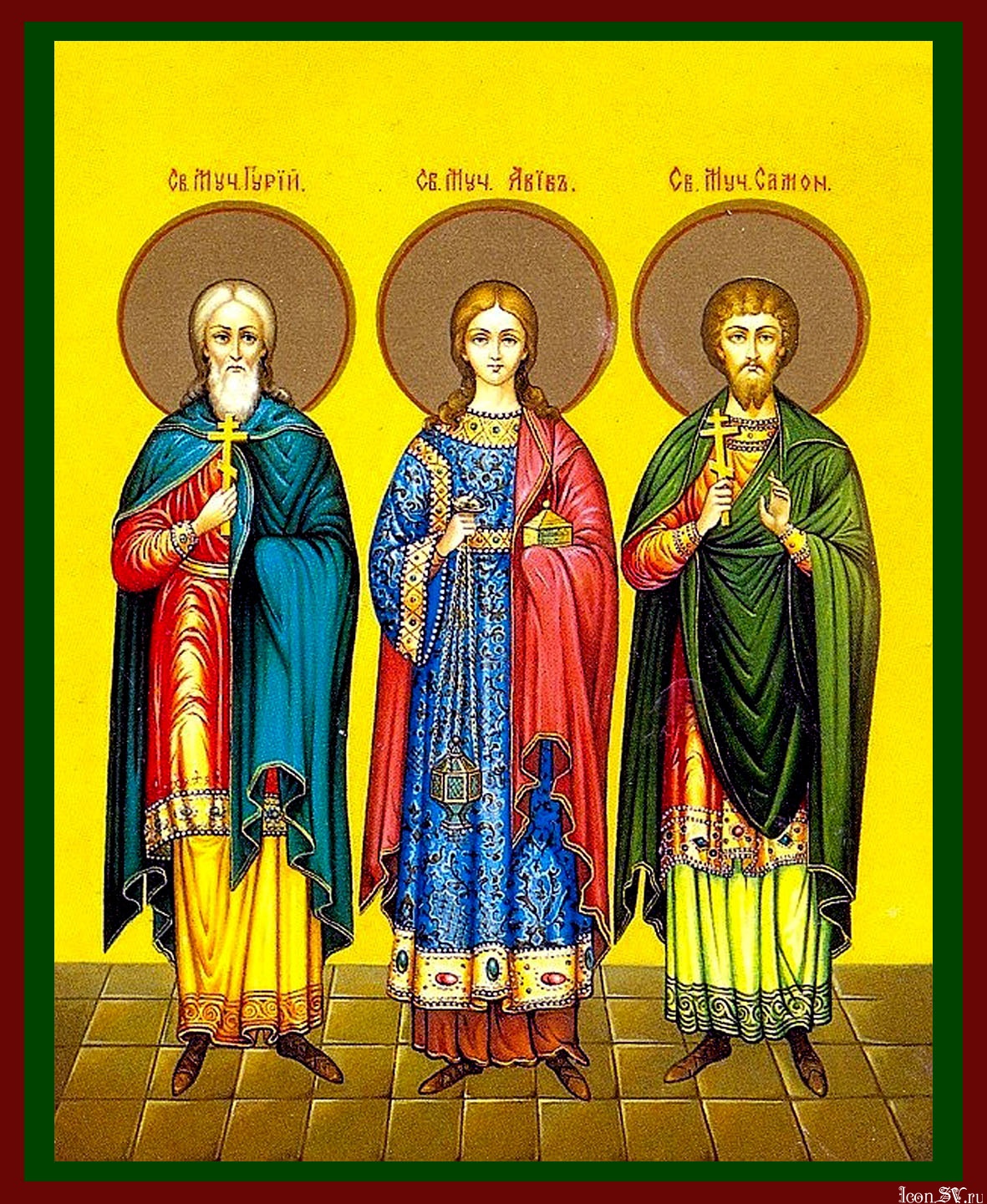 Семья святых покровителей тверской области. Икона святых Гурия Самона и Авива.