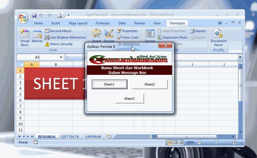 VBA Excel Pemula 8 Cara Memunculkan Nama Sheet dan WorkBook Yang