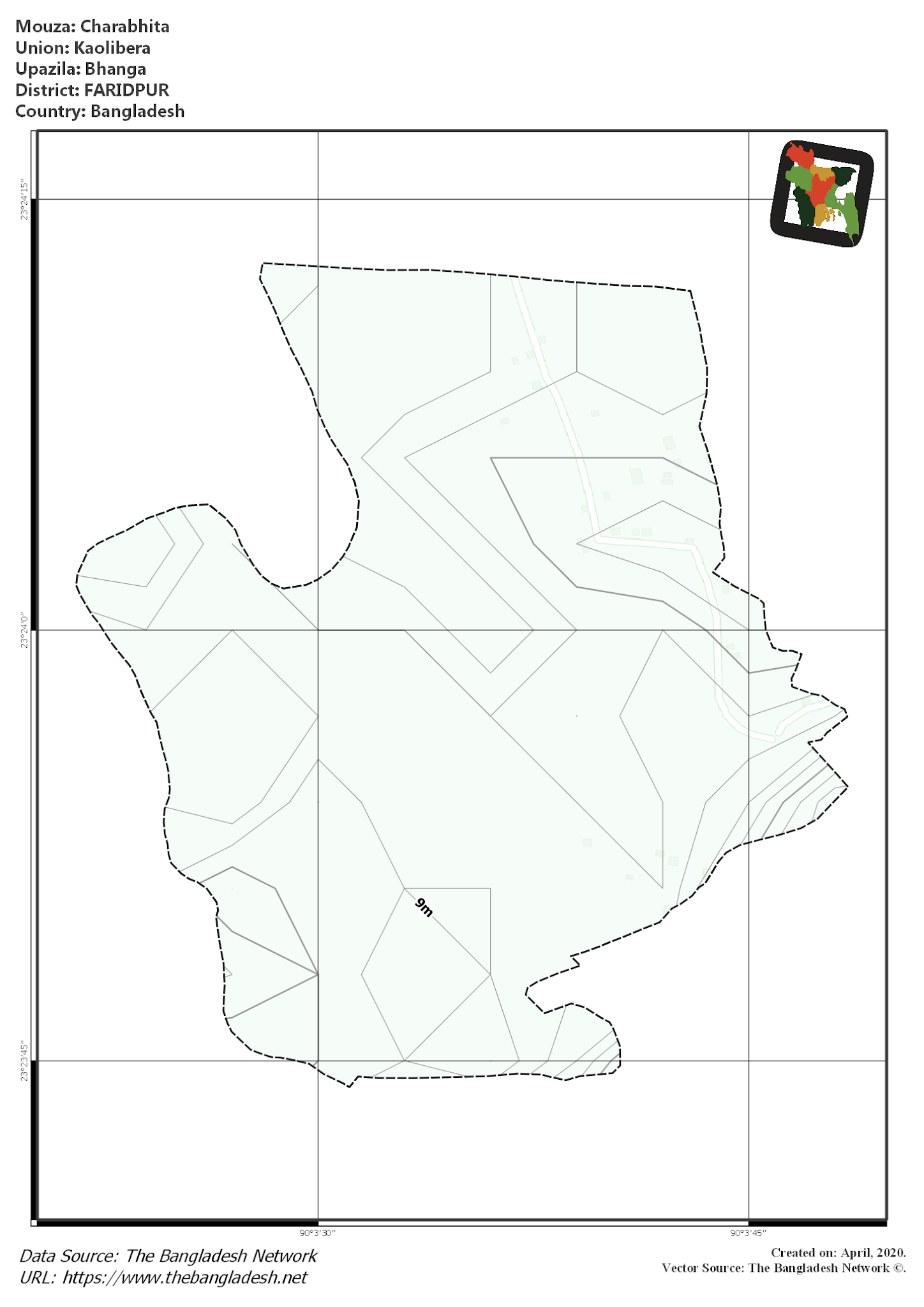 Map of Charabhita Mouza of Bhanga Upazila, FARIDPUR, Bangladesh.