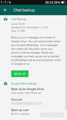 Backup Percakapan WhatsApp ke Google Drive