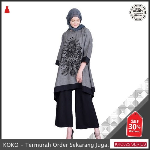 KKO25 JLN484 Tunik Pria Muslim Tangan Tanggung Printing Modern BMGShop