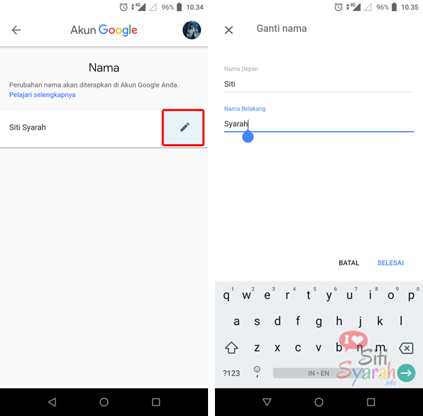 cara mengganti nama akun gmail pada hp