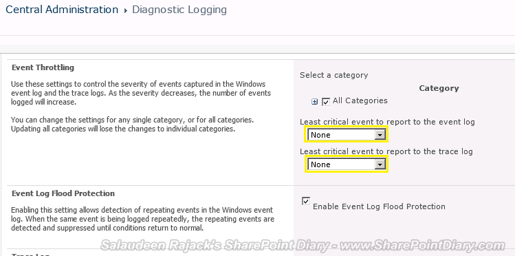 Configure Diagnostic Logging In Sharepoint 2010 Best Practices Faqs Sharepoint Diary