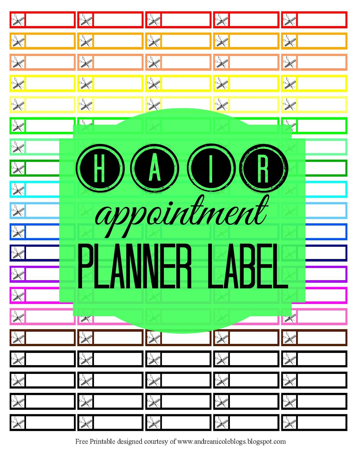 Andrea Nicole Free Printable Hair Appointment Planner Stickers Andrea Nicole Free Printable Hair Appointment Planner Stickers