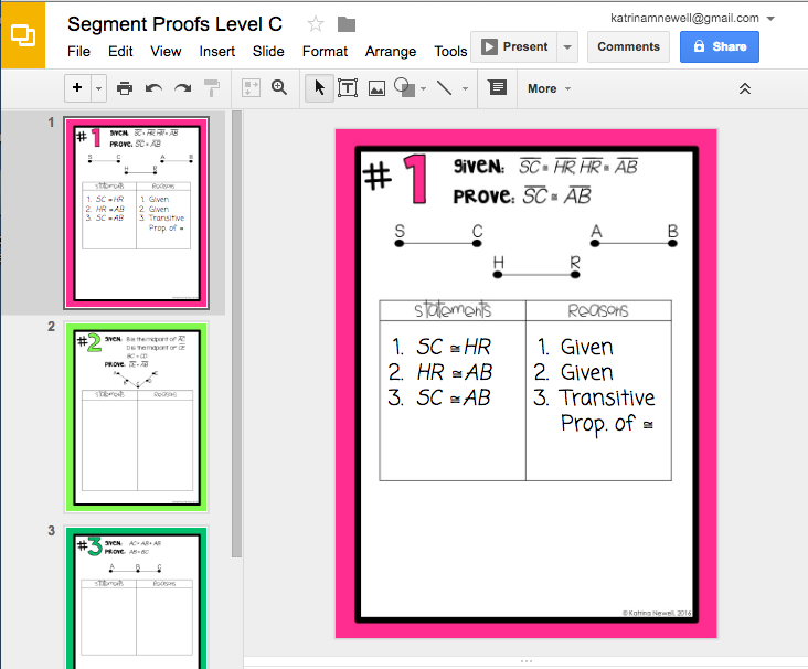 Google/INB Activity for Segment Proofs | Mrs. Newell's Math