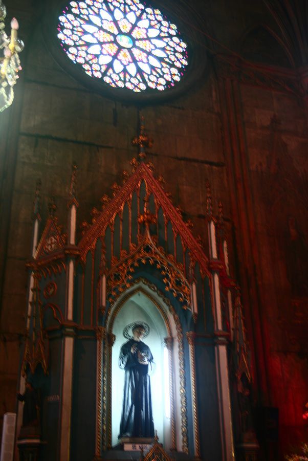 A religious statue inside San Sebastian Church