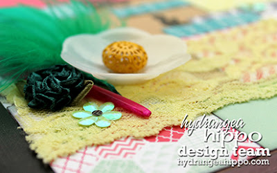 Ribbon Rose_Lime Green Lace Trim_Feathers_Heather Landry