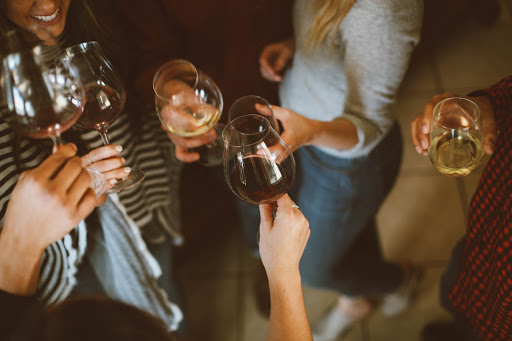 Group of friends with wine