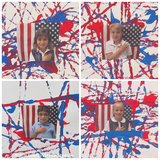 Symbols of America project for children, kindergarten painting for Memorial Day