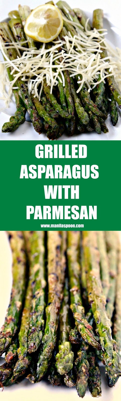 Simple, delicious and healthy, this easy grilled asparagus takes less than 5 minutes to make! | manilaspoon.com