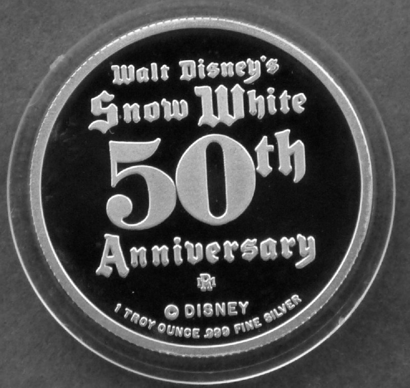 Silver Coin Details about   1987 Rarities Mint Disney Snow White 50th Anniversary .999 1/2 Oz 