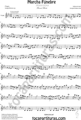 Marcha Fúnebre de Chopin Partitura de Violin Sheet Music Violín Funeral March
