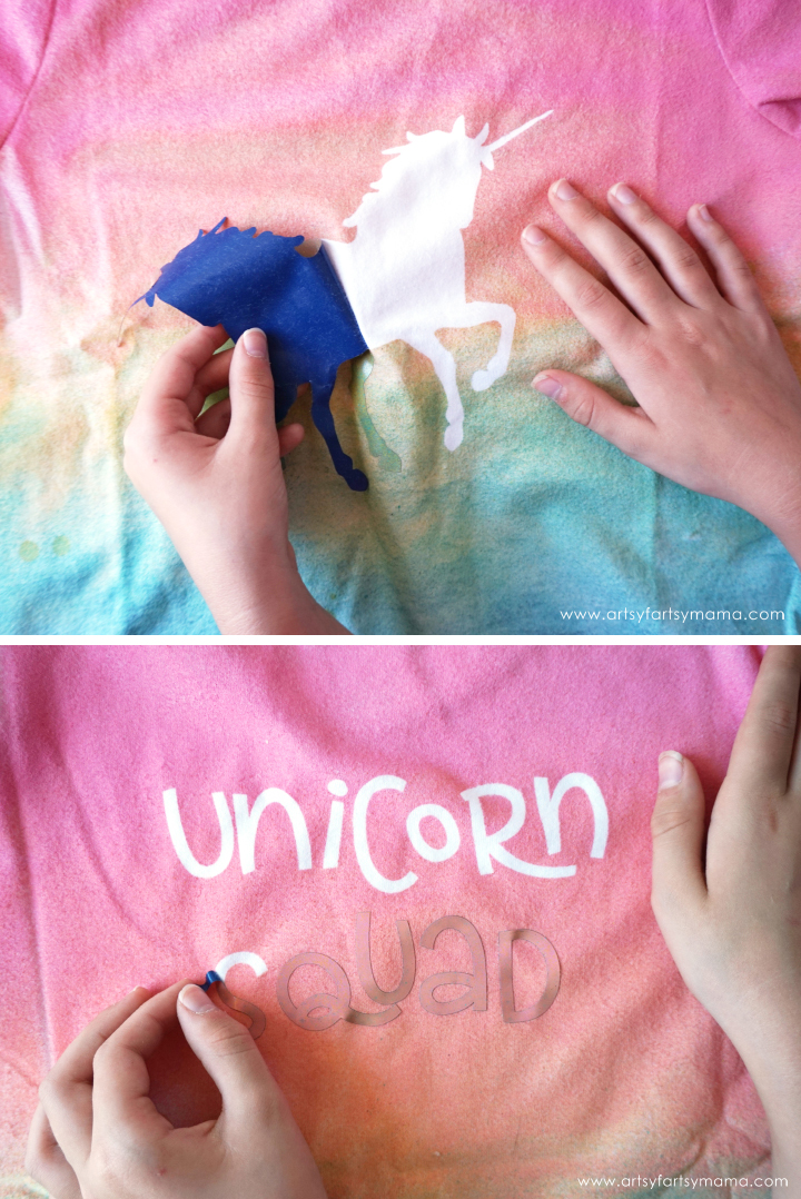 DIY Unicorn Shirt made with vinyl and fabric spray paint!