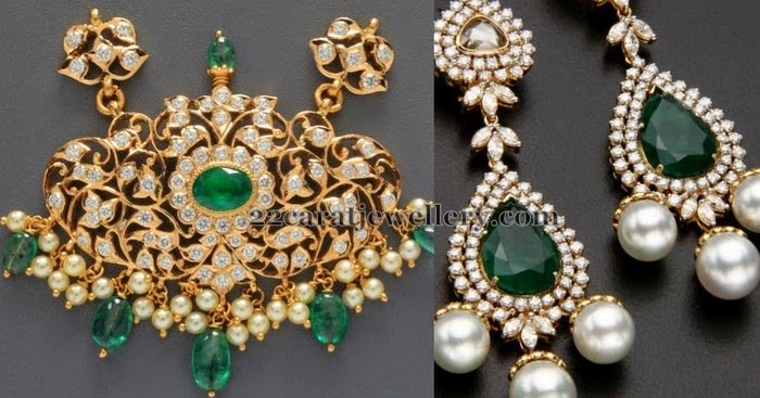 Diamond Locket with Unique Hangings - Jewellery Designs