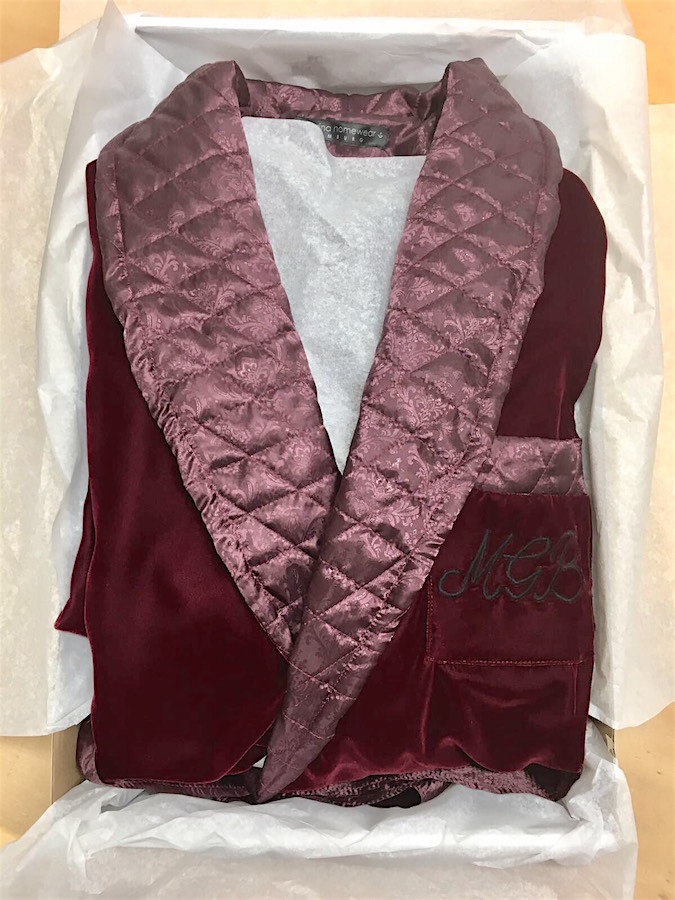 Dark Red Burgundy Velvet Men's Dressing Gowns