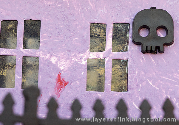 Layers of ink - Spooky Glittery House with Tim Holtz Sizzix Brownstone die