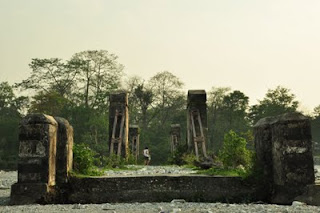 The ruins of a bridge over Jainti, Buxa Tiger Reserve, Dooars