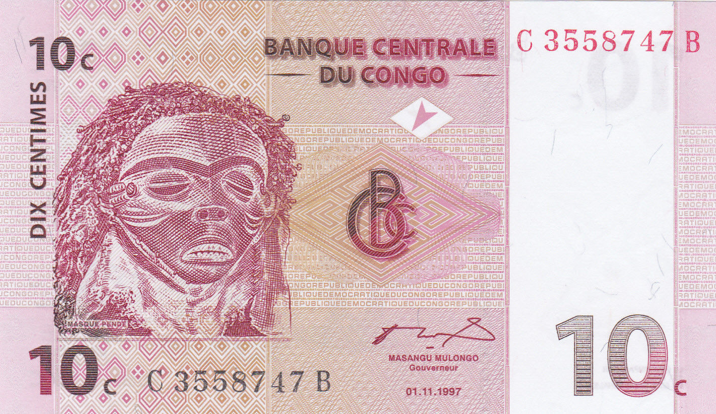 Congo Democratic Republic 10 Centimes banknote 1997World Banknotes