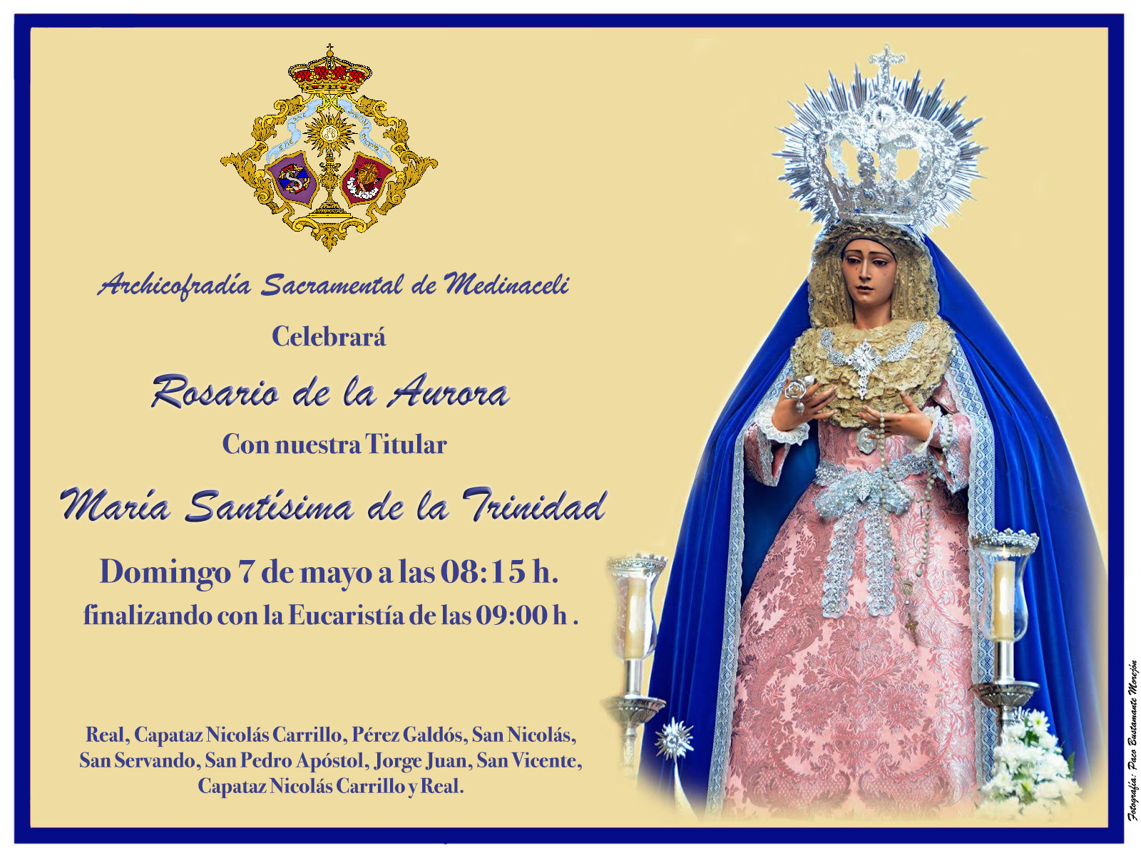 fuga de la prisión Musgo salvar Archicofradía de Medinaceli: Rosario de la Aurora María Santísima de la  Trinidad