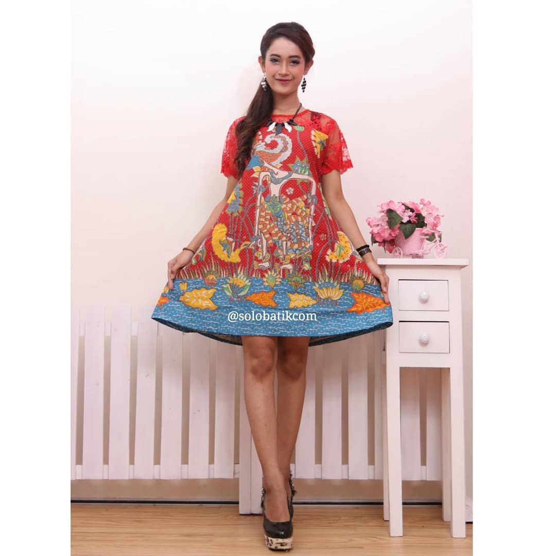 Contoh Baju Batik Wanita Modern Model Dress Batik Terbaru 2018