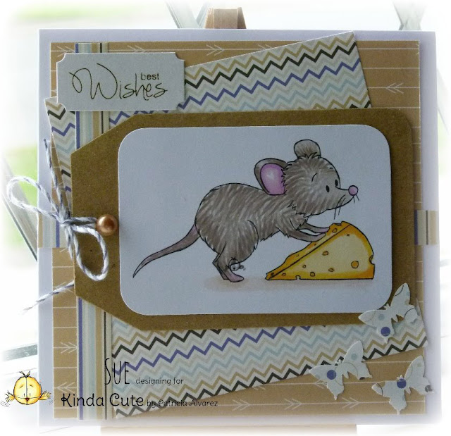 best wishes card with a mouse digital stamp