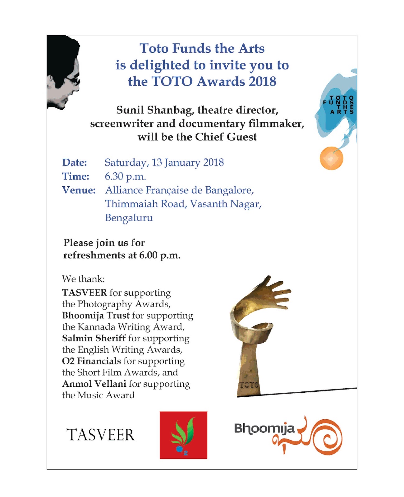 toto funds the arts toto awards 2018 invitation invitation for award function