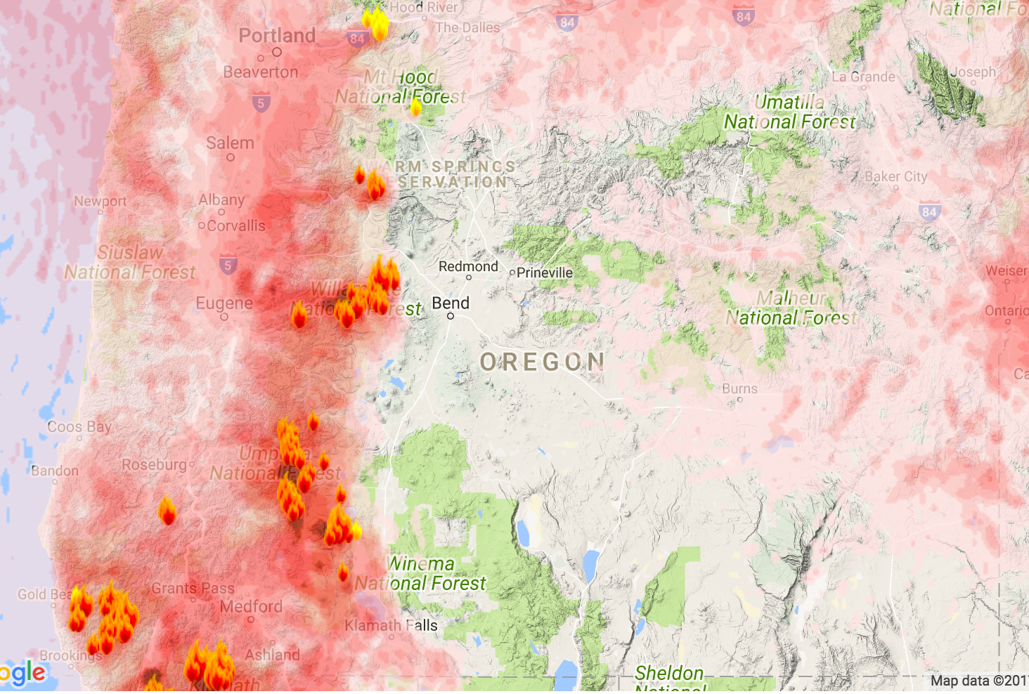 Oregon Smoke Information Oregon State Smoke Forecast for Monday