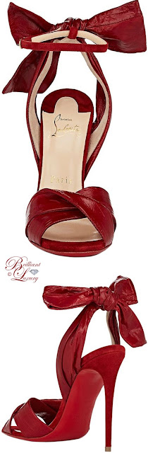 ♦Christian Louboutin Marylineska red eelskin & suede ankle-strap sandals #christianlouboutin #shoes #red #brilliantluxury