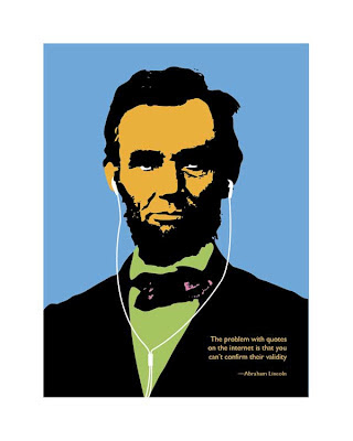 Abraham Lincoln illustration wearing ipod ear buds