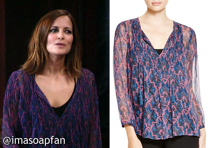 Hayden Barnes S Sheer Blue And Purple Print Blouse General