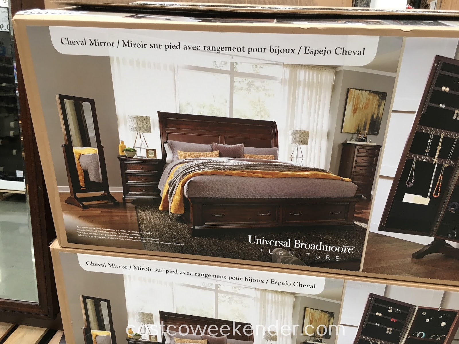 Universal Broadmoore Cheval Mirror with Jewelry Storage Costco Weekender