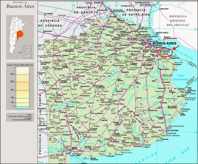 mapa de localização de La Plata - Argentina