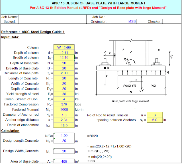 design of base plate with large moment